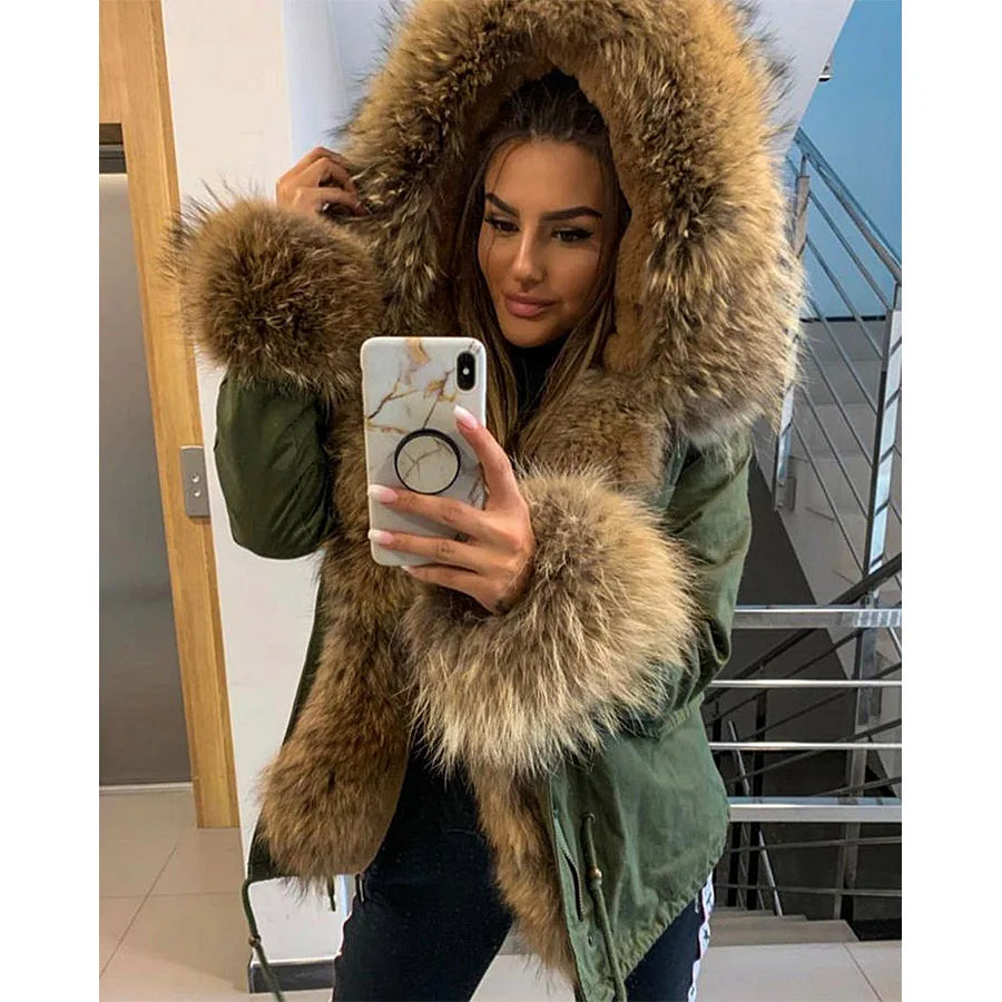 Manteau Col Fourrure Femme
