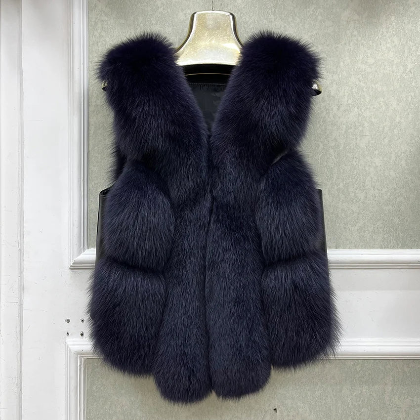 Gilet Fourrure Sans Manche Violet Cassis