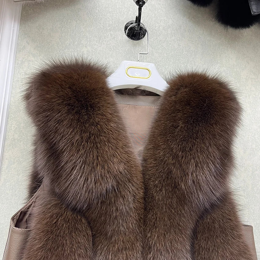 Gilet Sans Manche Fourrure Marron