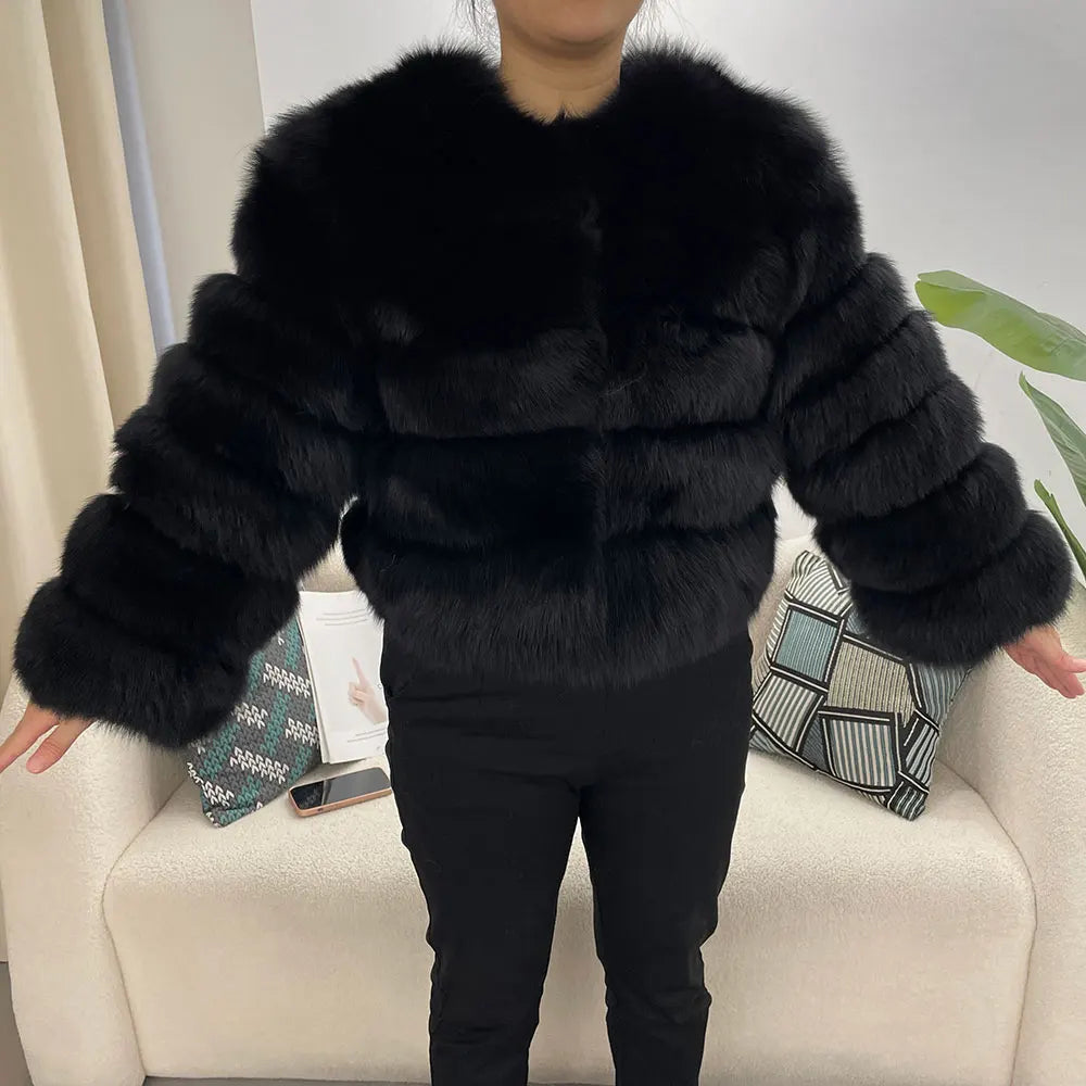 Manteau Fourrure Noir Femme