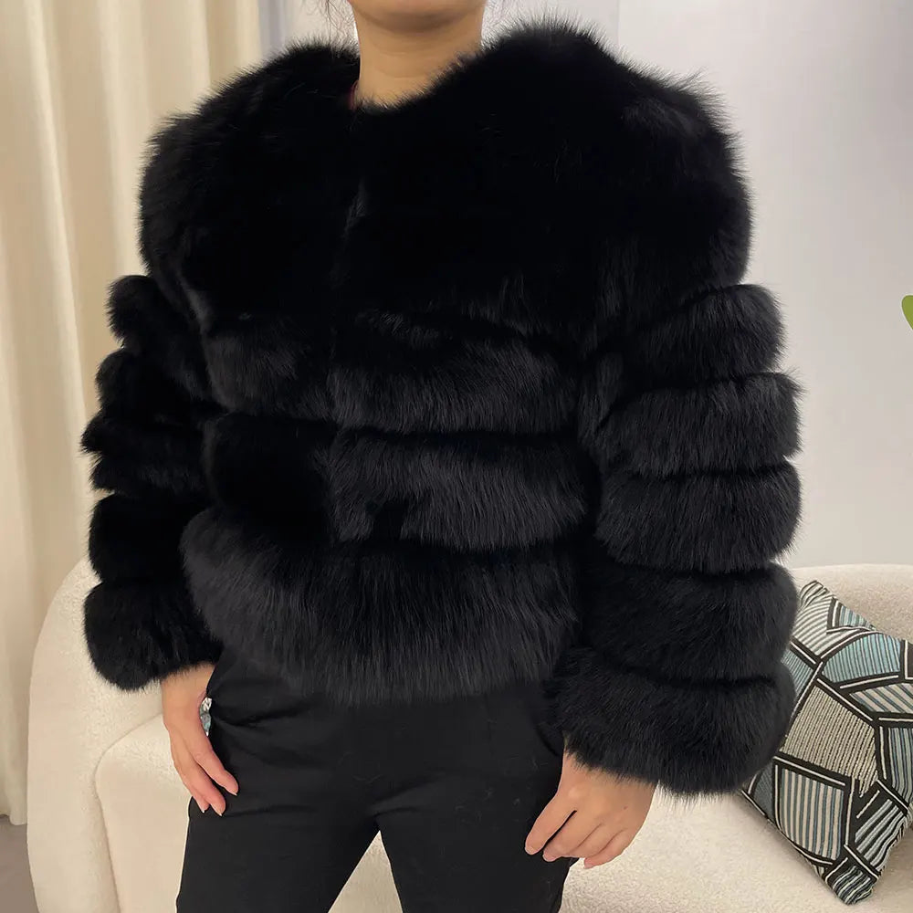 Manteau Fourrure Noir Femme