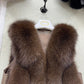Gilet Sans Manche Fourrure Marron