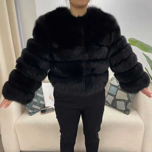Manteau Fourrure Noir Femme