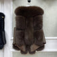 Gilet Sans Manche Fourrure Marron