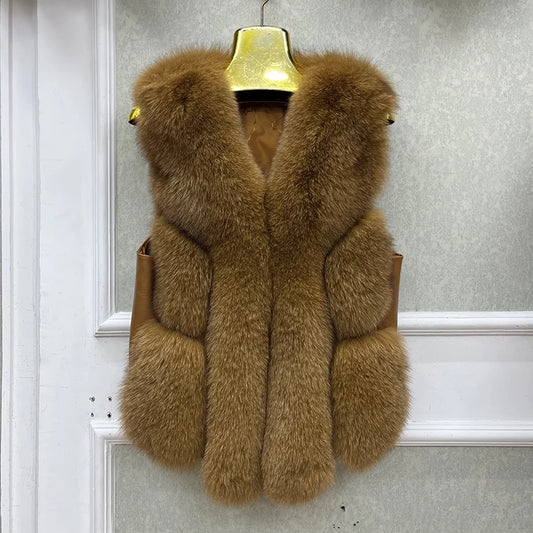 Gilet Fourrure Sans Manche Renard